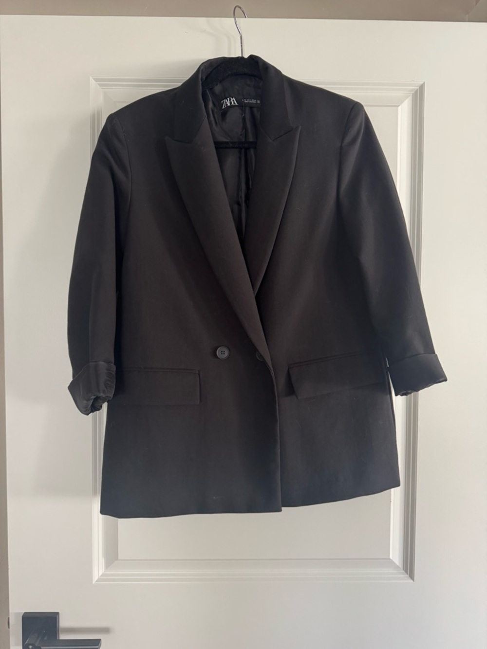 Zara Oversized Double-Breasted Blazer - Black - Picture 4 of 6